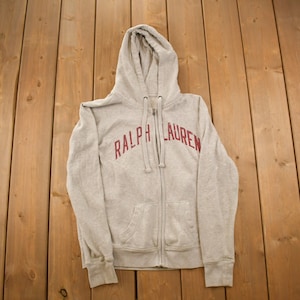 Vintage 1990s Polo Ralph Lauren Zip-up Graphic Hoodie / 90s Hoodie