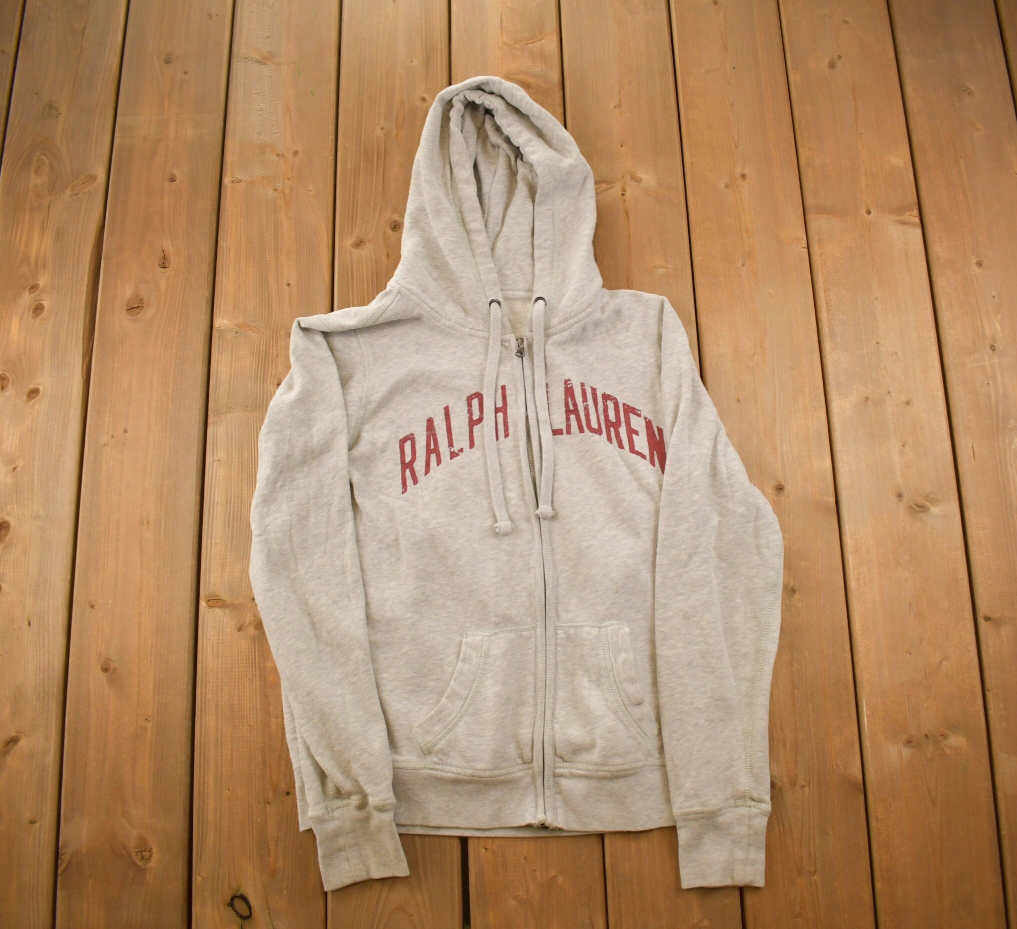 Vintage 1990s Polo Ralph Lauren Zip-up Graphic Hoodie / 90s Hoodie