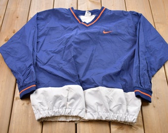 Vintage 1990s Kids Nike Embroidered Mini Swoosh Pullover Windbreaker / Vintage Nike / Sportswear / Streetwear / Athleisure / 90s Windbreaker