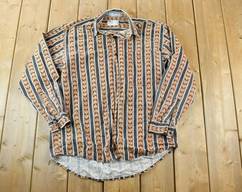 Vintage 90s Private Stock Western Button Up Shirt / Vintage Flannel / Plaid Button Up / Cowboy Shirt