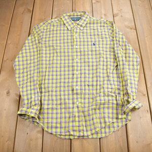 Vintage 1980s Ralph Lauren Plaid Button Up Dress Shirt / 1980s Ralph Button Up / Oxford Shirt / Workwear / Vintage Polo