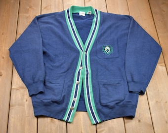 Vintage 1990s GAP Knitted Sweater / Vintage 90s Cardigan / Pattern Sweater / Outdoor / Hand Knit / GAP Cardigan / Embroidered Logo