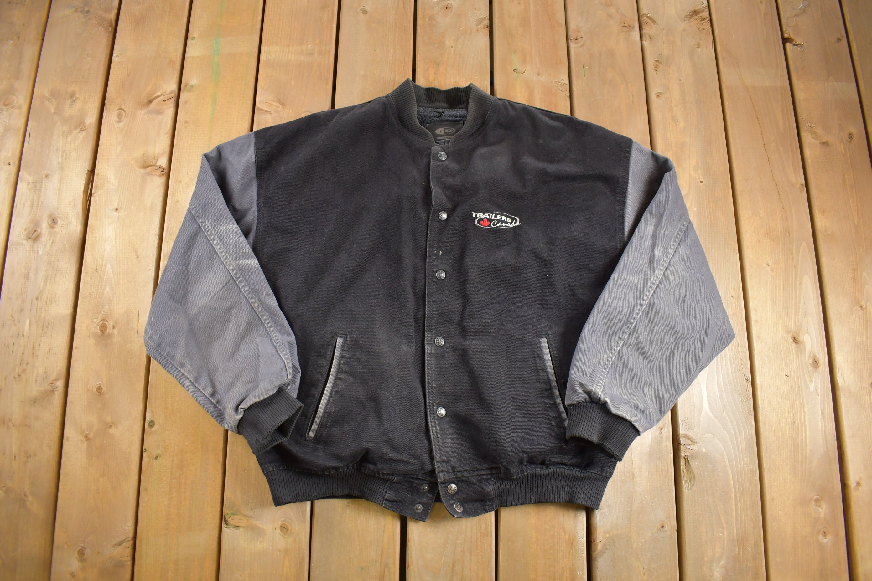 Vintage 1990s ID Wear Varsity Jacket / Made in Canada / Fall
