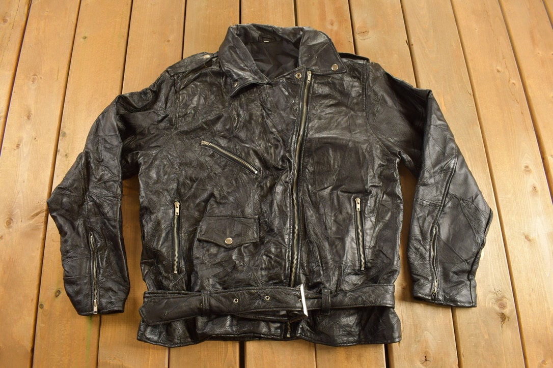 Vintage 1990s Leather American Eagle Embroidered Jacket
