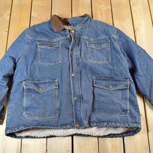 Vintage 1990s Wrangler Sherpa Lined Jean Jacket Made In USA