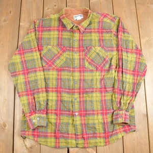 Vintage 1990s Haband Plaid Button Up Shirt / 1990s Button Up / Vintage Flannel / Casual Wear / Plaid Pattern Button Up / 90s Haband