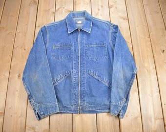 Vintage Oshkosh B'gosh Denim Jeans Jacket Bomber Size Large Vintage Oshkosh B'gosh Denim Jeans Jacket Bomber Size Large