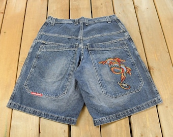 Vintage Y2K JNCO Dragon Denim Jean Shorts, Skater Jorts (35 inch Waist