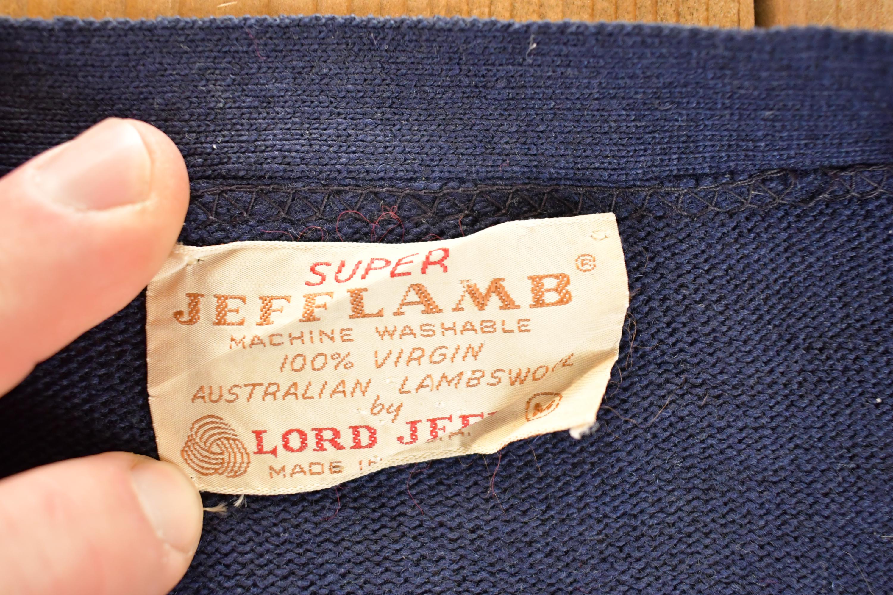 Vintage 1970s Jeff Lamb Wool Knit Cardigan Sweater Men