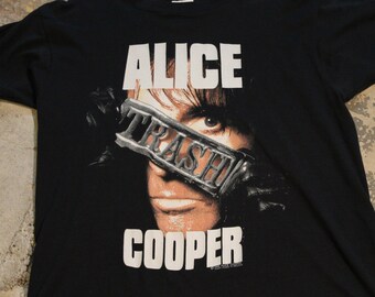 1989 ALICE COOPER BROCKUM 墨黒　フェードTシャツ Vintage 1989 Alice Cooper Trash Graphic T Shirt / Brockum / the