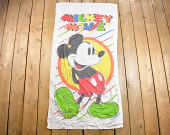 Vintage 1980s Walt Disney Mickey Mouse Graphic Beach Towel / Beachwear / Vintage Disney / 100% Cotton / Franco