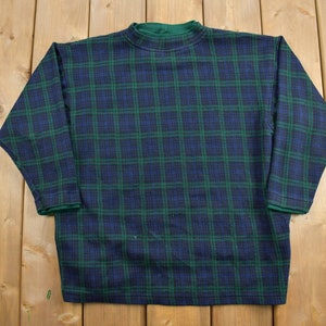 Vintage 1990s Venezia Cute Crewneck Sweater / 90s Crewneck / Grandma Sweater / Streetwear / Made In USA / Plaid Knit / Cozy / Comfy