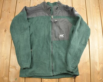 Vintage 1990s Green Helly Hansen Fleece Sweater / Outdoorsman / 90s Sweater / Streetwear / Hiking / Fleece Zip up / Full Zip