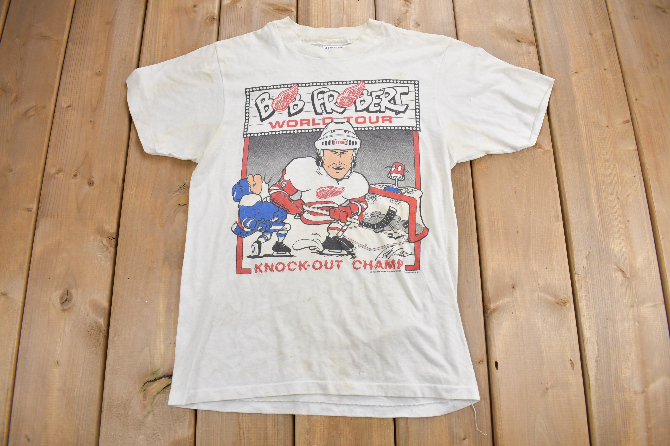 Bob Probert Detroit Red Wings Men's Navy Name and Number Banner Wave  T-Shirt 