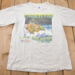 Vintage 1990s I Survived the Snake Mad River Boat Trips Souvenir T Shirt / Streetwear / Made In USA / Vacation Tee / Travel T Shirt