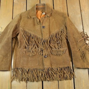 Vintage 1970s Leather Western Fringe Jacket Made In USA