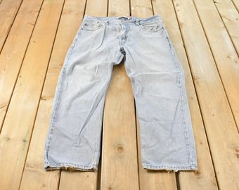 Vintage jaren 2000 Levi's 505 regular fit denim jeans heren 36 x 28 / Y2K Levi's / verontruste zonvervaagde jeans