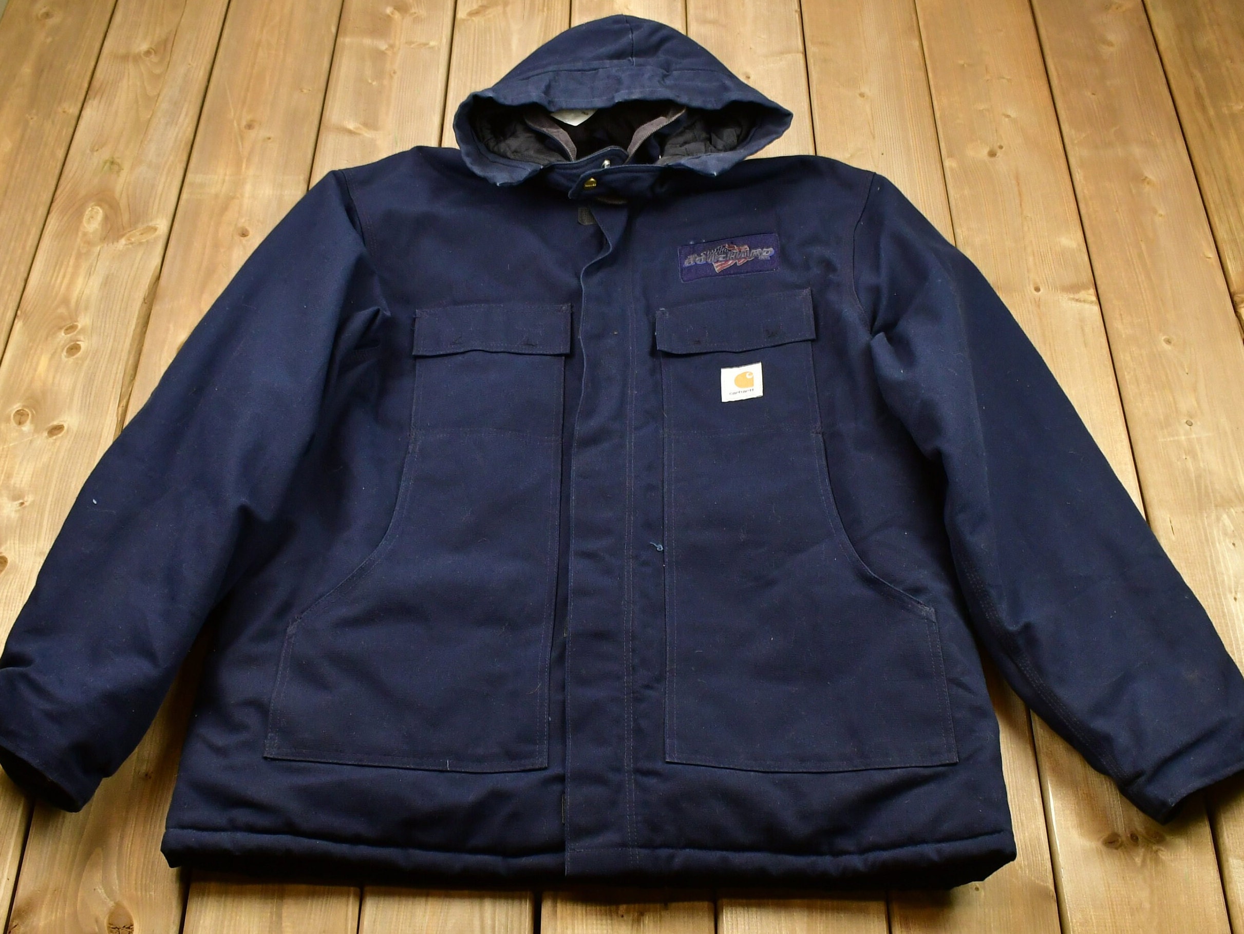 Vintage 1990s Carhartt Detachable Hooded Chore Coat Workwear Jacket Streetwear Fashion Made in the USA Canvas Jacket Etsy