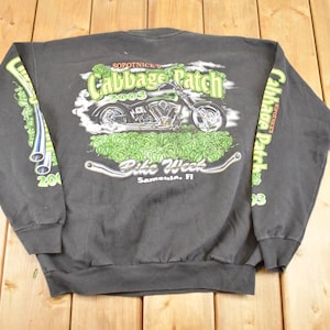 Sudadera vintage Cabbage Patch AOP Bike Week Souvenir para hombre, talla M, 2003 / Sudadera estilo años 2000 / Suéter de viaje para motociclistas / Ropa urbana para motociclistas
