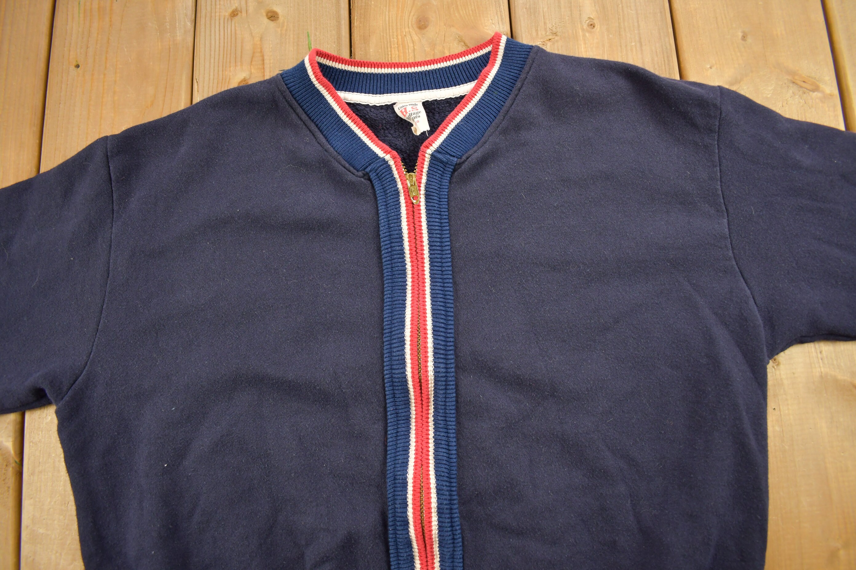Vintage 1950s Union Made Heritage Stone Zip up Sweater / Talon 