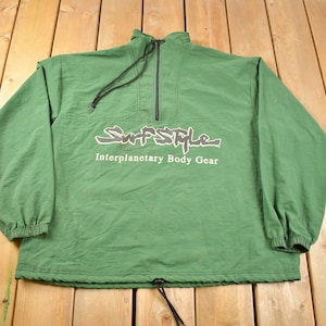 Vintage 1980s Surf Style Interplanetary Body Gear Quarter Zip Windbreaker Jacket / Made In USA / Streetwear / Athleisure