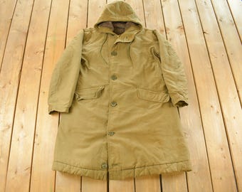 Vintage 1940er Jahre WW2 Navy Alpaka gefütterter Deck Coat Herren Medium / kaltes Wetter Militär Parka Jacke / True Vintage / Army Jacket