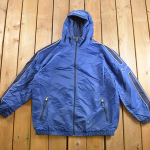 Vintage 1990s Nike Embroidered Windbreaker Jacket / Fleece Lined / Athletic Spring Summer Sportswear / Streetwear / Athleisure / 90s Nike
