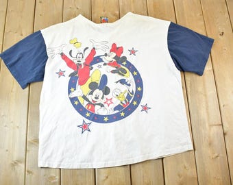 Vintage 1990s Mickey Mouse Party Disney Cartoon Promo Baseball Jersey Mens XL / 90s Graphic Tee / Vintage Mickey Mouse / Made In USA