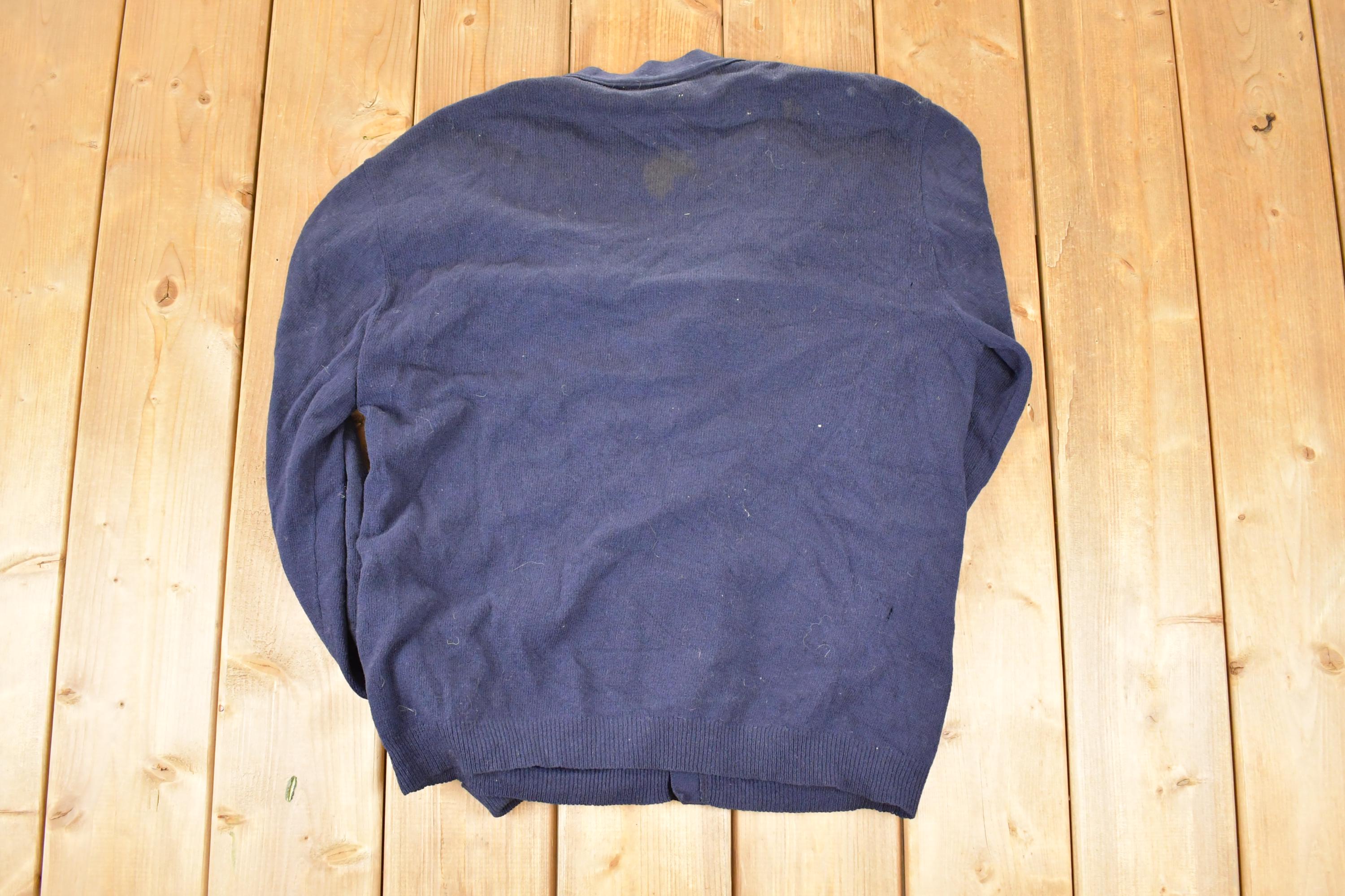 Vintage 1970s Jeff Lamb Wool Knit Cardigan Sweater Men