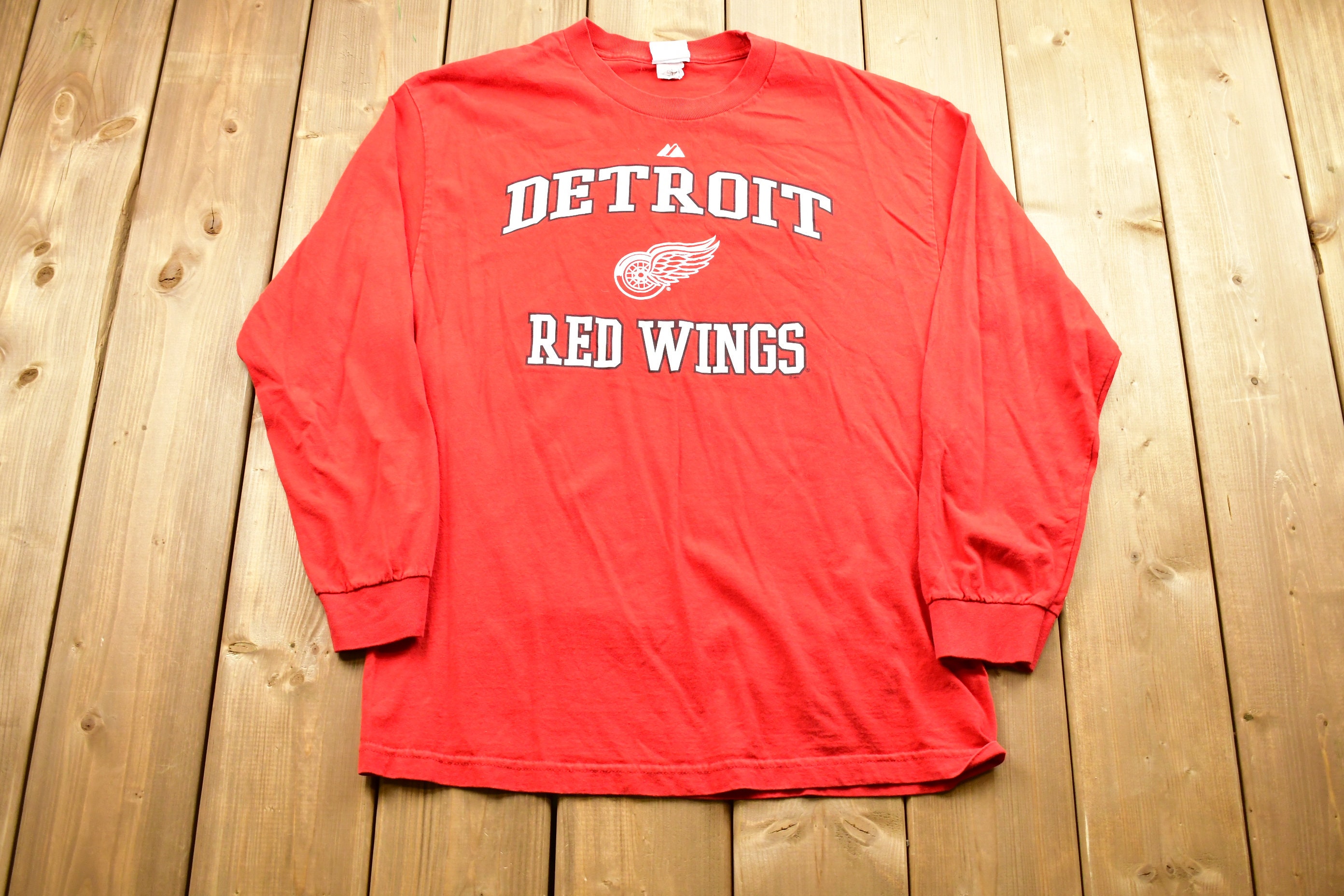 Detroit Red Wings NHL Apparel Red Long Sleeve Pullover Hockey Jersey Mens L