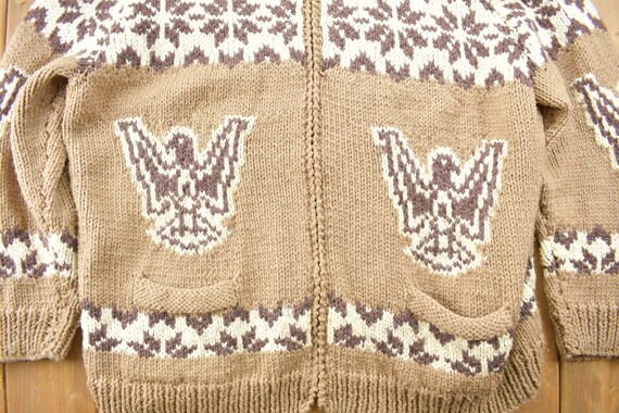 Vintage 1980s Cowichan Shall Collar Knit Eagle Sw… - image 3