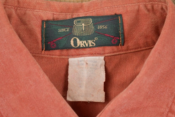 Vintage 1980s Orvis Blank Peach Button Up Shirt /… - image 6