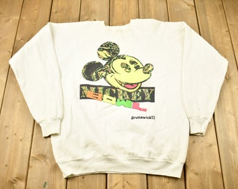 Vintage 1980s Mickey Bowl Raglan Crewneck / Vintage Sweatshirt / Vintage Disney / Mickey Mouse / Vintage Cartoons