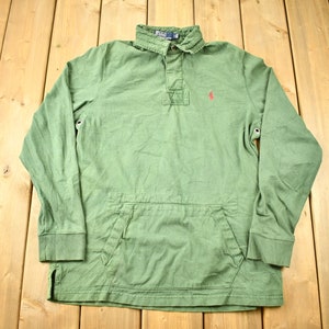 Vintage 1990s Polo Ralph Lauren Quarter Button Green Sweatshirt / 90s Crewneck / Small Pony / Athleisure / Streetwear / Vintage Polo