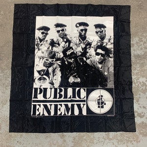 Cartel de poliéster serigrafiado de Public Enemy de 1990, vintage, stock muerto, póster de rap vintage, cartel de Public Enemy vintage