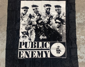 Vintage 1990 Public Enemy Screen Printed Polyester Banner Dead Stock / Vintage Rap Poster / Vintage Public Enemy