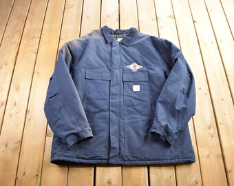 Vintage 1990s Carhartt Blanket Lined Embroidered Work Jacket Size 3XL