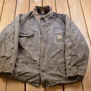 Vintage 1990s Carhartt Blanket Lined Chore Coat / Workwear / Streetwear / Cargo Pocket / 1990s / Distressed Carhartt / Union Made