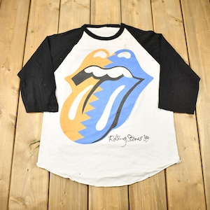 Vintage 1989 The Rolling Stones North American Tour Raglan Band T-shirt / Single Stitch / Made in USA / Music Promo / Labatt Blue / Tongue