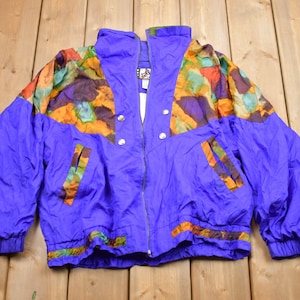 Vintage 1980s Windbreaker / abstrakte leichte Jacke / Made In USA / 80er Muster / Outerwear Jacke / Streetwear / Full Zip / Mantel der 80er