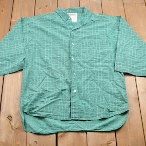 Vintage 1990s Shah Safari Button Up T-Shirt / Made in Nepal / 1990s Button Up / Casual Wear / Workwear / Pattern Button Up
