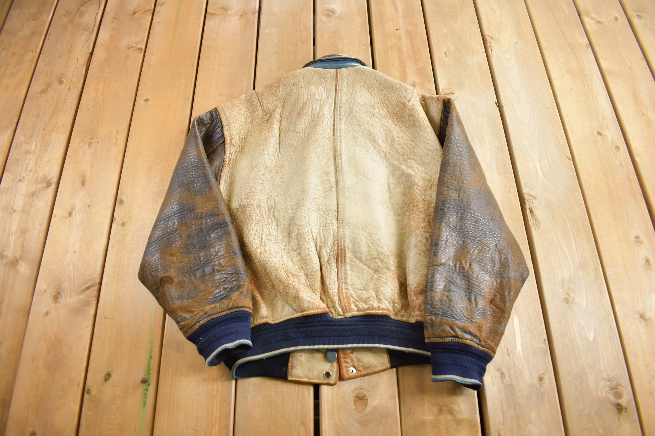 Vintage 1990s Avirex USA Genuine Leather Varsity Jacket Vintage 1990s Avirex USA Genuine Leather Varsity Jacket