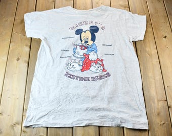 Vintage 1990s Mickey's Bedtime Basics Oversized Pajamas Mickey Mouse Graphic T-Shirt / Vintage Disney Tee / 90s Disney