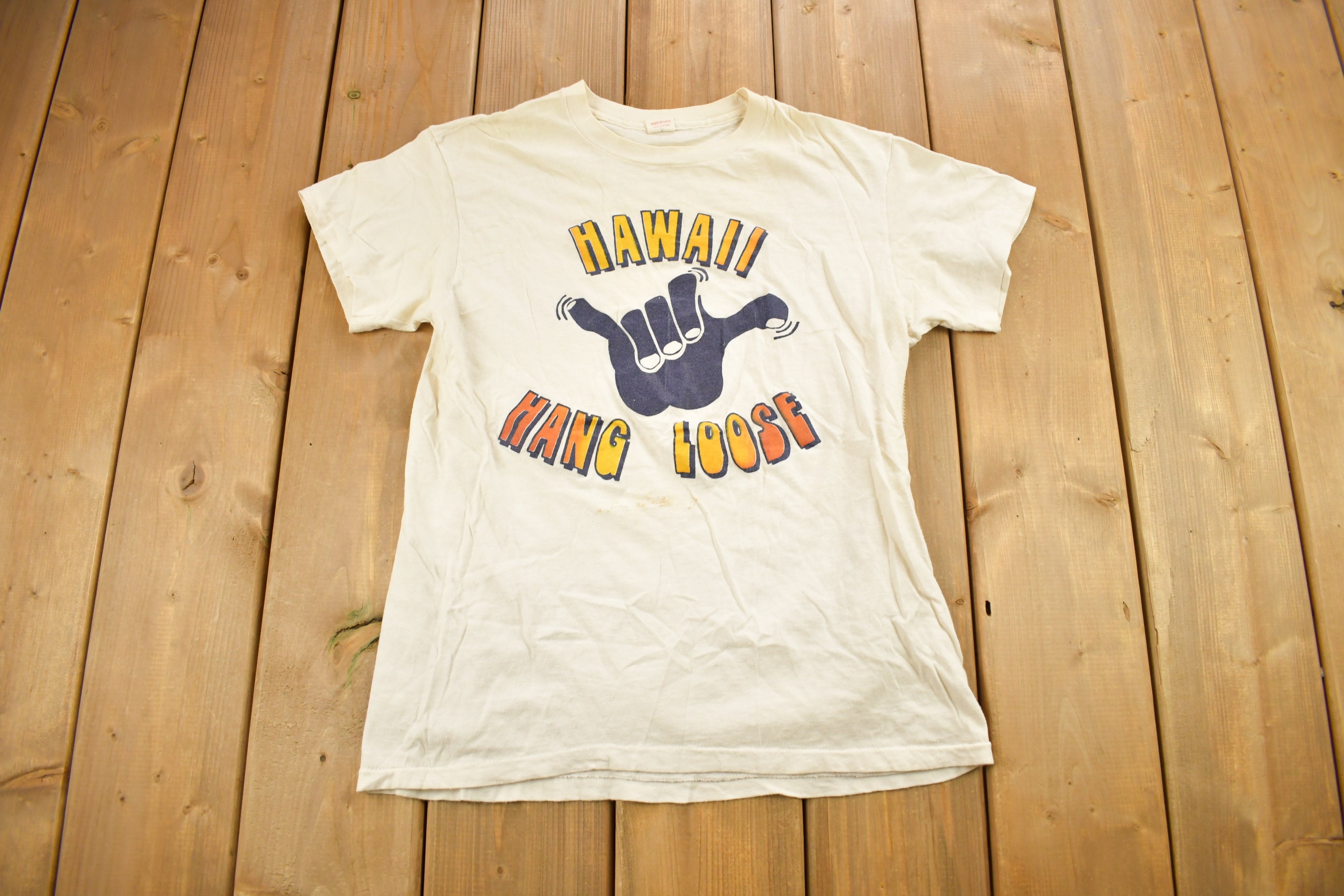 Vintage 1970s Hawaii Hang Loose Souvenir T Shirt / Streetwear 