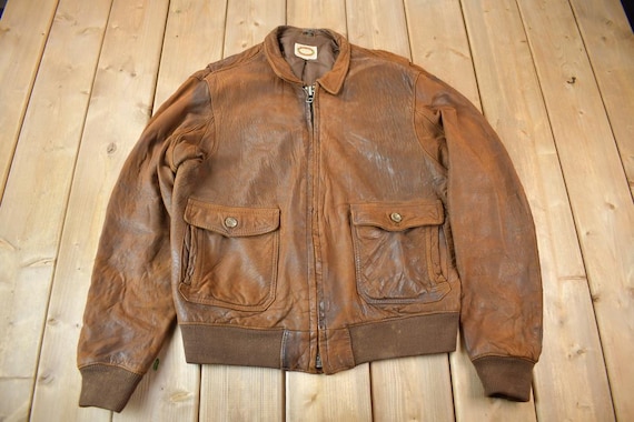 Vintage 1990s Banana Republic Leather Bomber Jacket Made in Vintage 1990s Banana Republic Leather Bomber Jacket Made in
