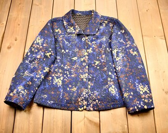 Vintage 1990s Button Up Blazer Jacket / Abstract Pattern Print / Casual Dress Wear / Streetwear / Retro Style / Formal / Outfits