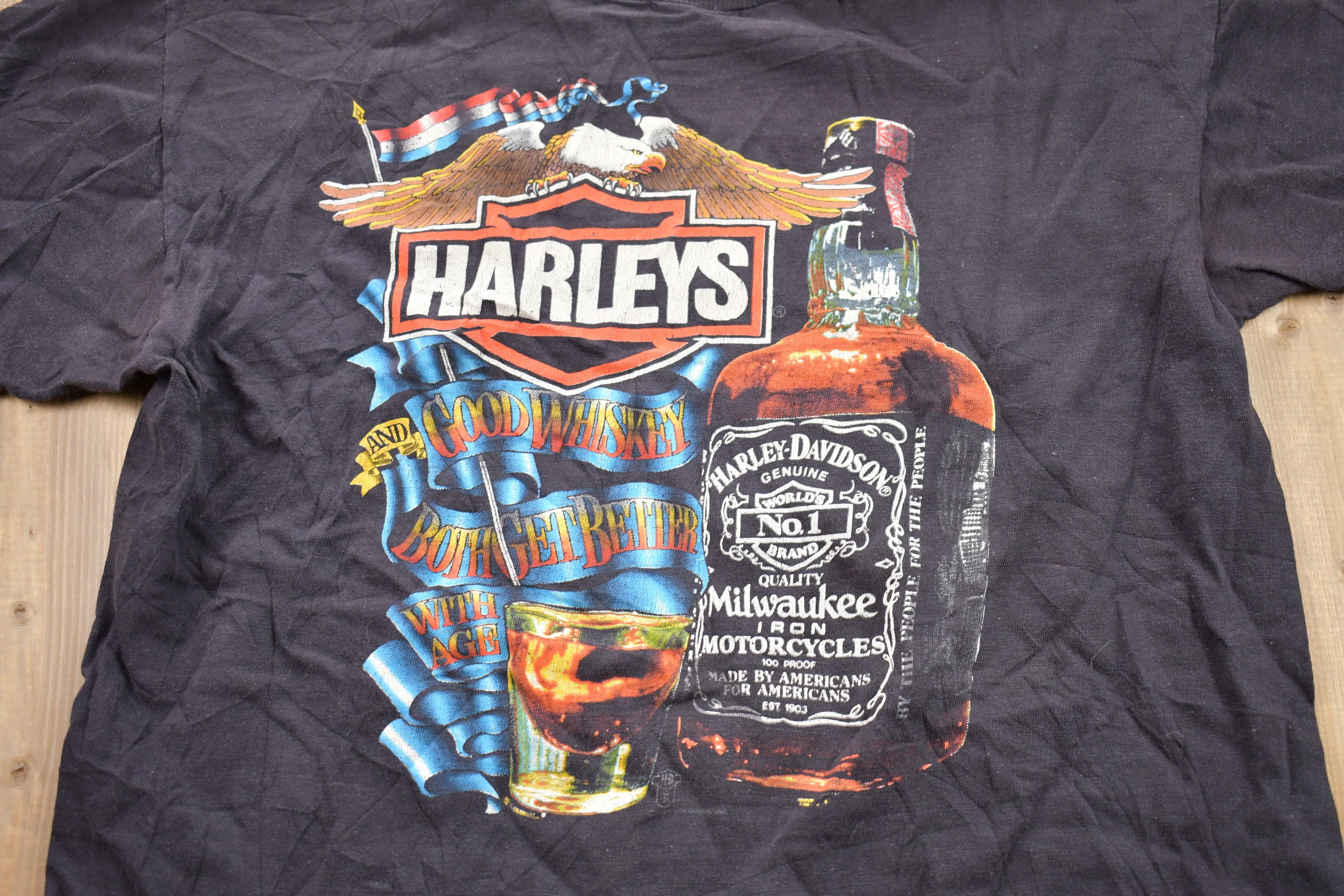 USA製！HARLEY DAVIDSON JACK DANIELS ヴィンテージ VINTAGE 80s RARE HARLEY DAVIDSON JACK DANIELS SINGLE STITCH T
