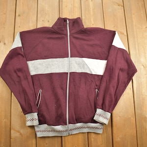 Vintage 1990s Sprint Blank Maroon Zip-Up Sweatshirt / 90s Sweater / Vintage Blanks / Essential / Streetwear / 90s Blank