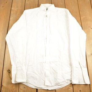 Vintage 1990s Classy Wing Tip Collar Tuxedo Dress Shirt / 1990s Button Up / Vintage Dress Shirt / Basic Button Up / 100% Cotton /
