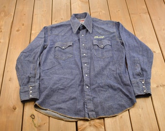 Chemise Wrangler Wester Pearl Homme Manches Courtes – Bleue, Taille XXL, Boutons Pression
